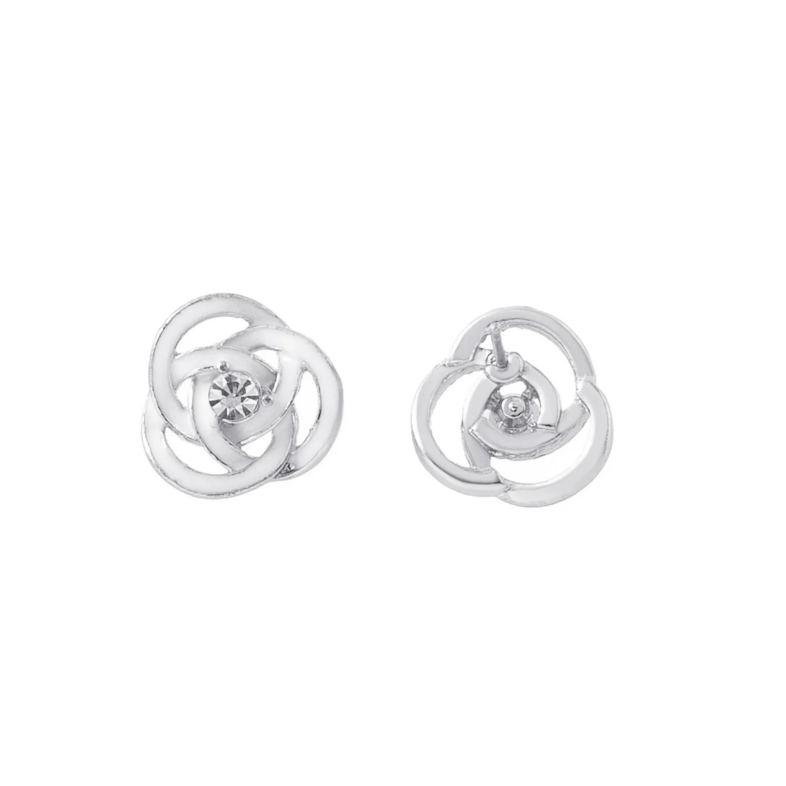 Silverfärgade örhängen, snurrade blommor 1,5x1,5 cm