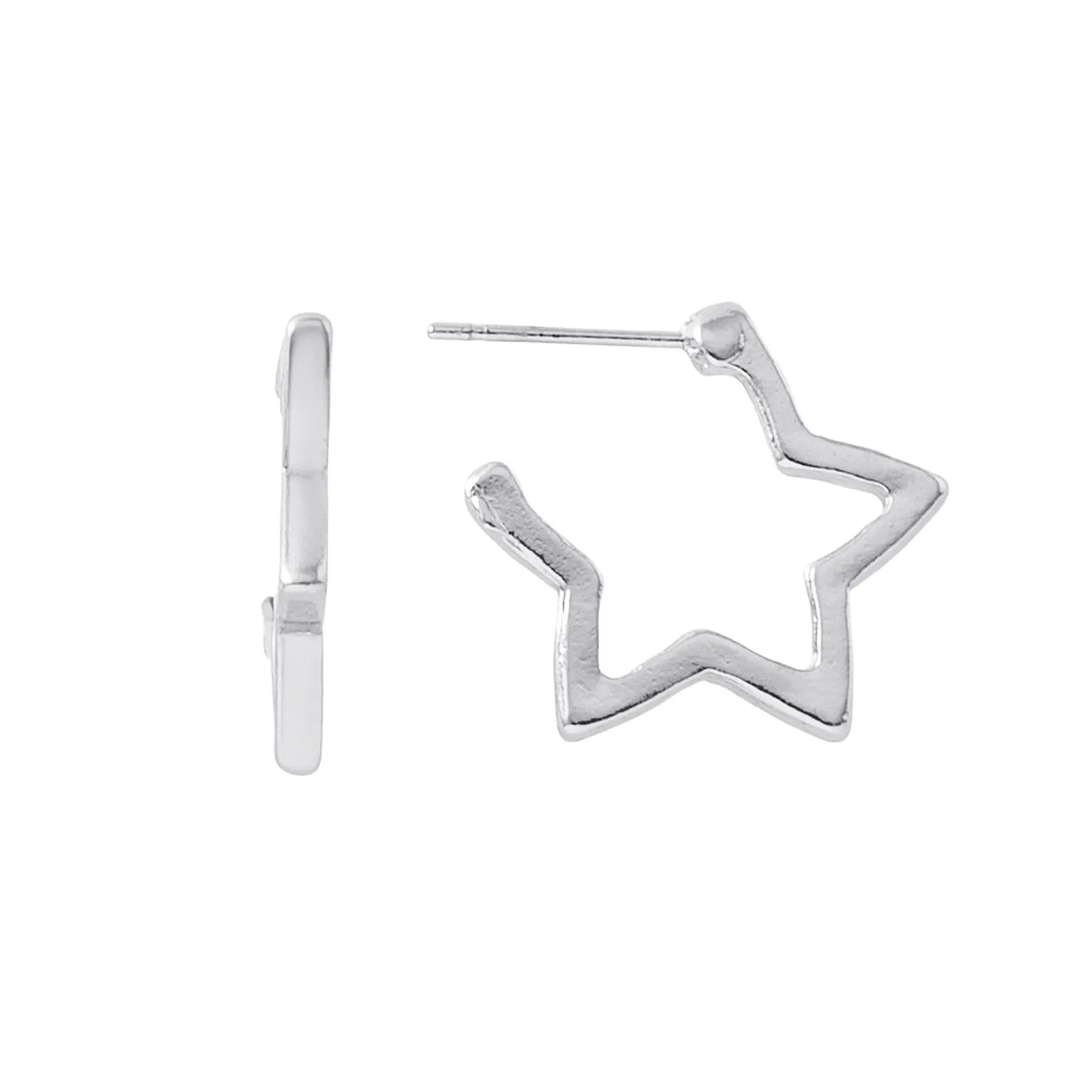 Silverfärgade örhängen hoops, stjärnformade 2x2 cm