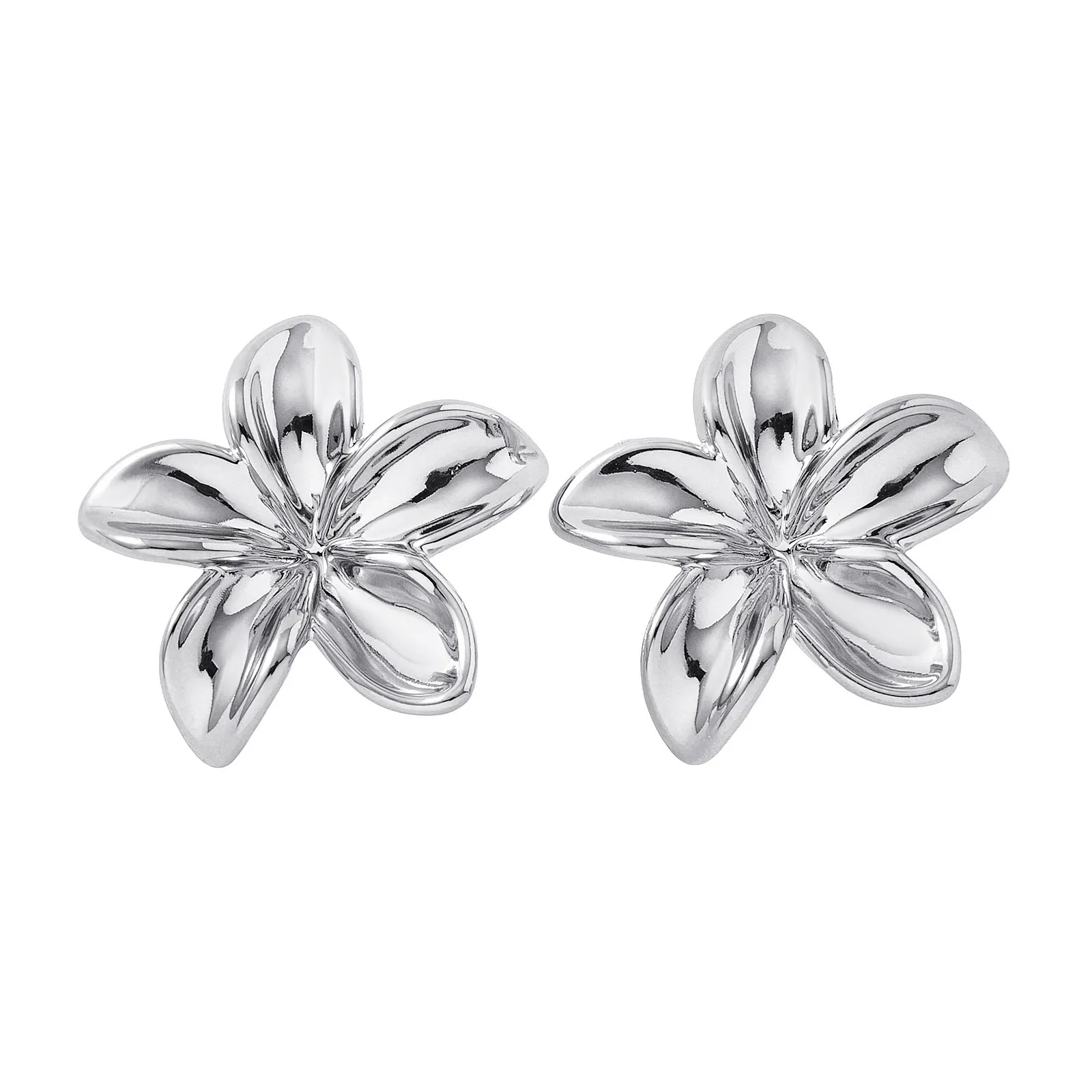 Silverfärgade örhängen, hibiskusblomma 4,5x4,5cm