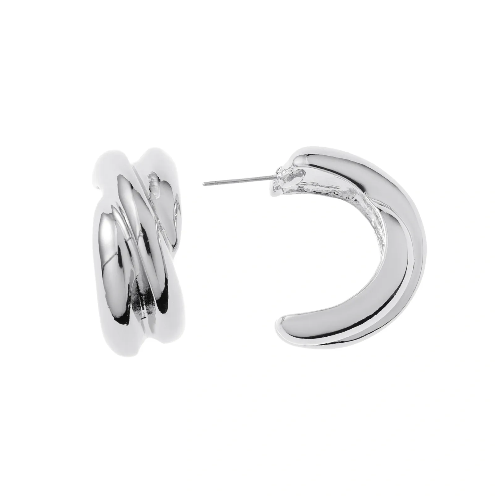Silverfärgade örhängen, tvinnade C-hoops 1,2x2 cm