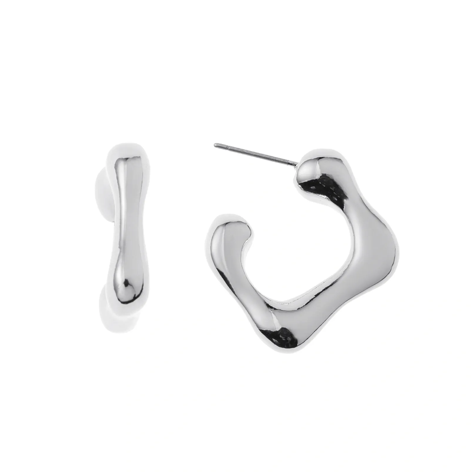 Silverfärgade örhängen, kvadratiska C-hoops 0,5x1,5 cm