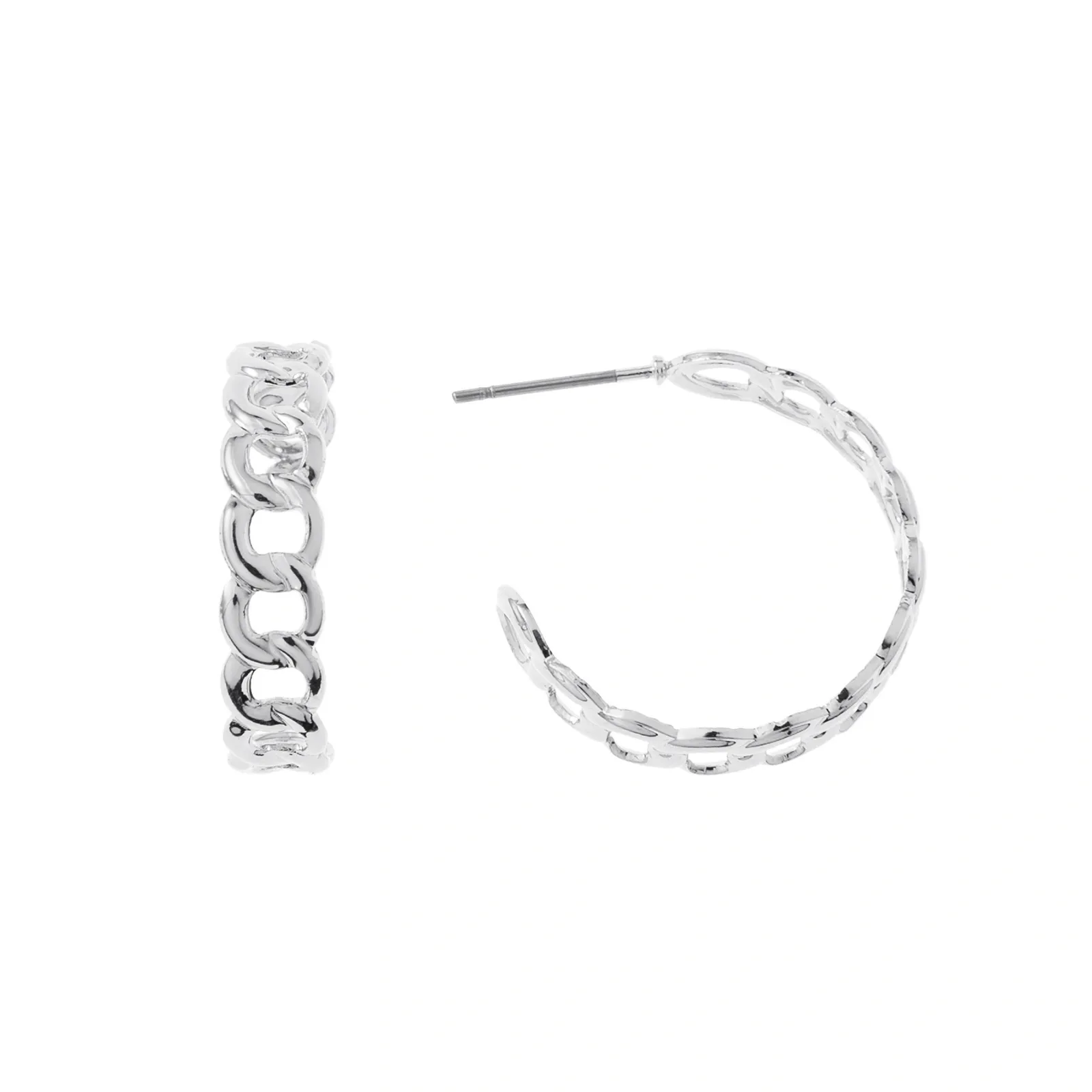 Silverfärgade örhängen, kedjeformade C-hoops 0,5x2 cm