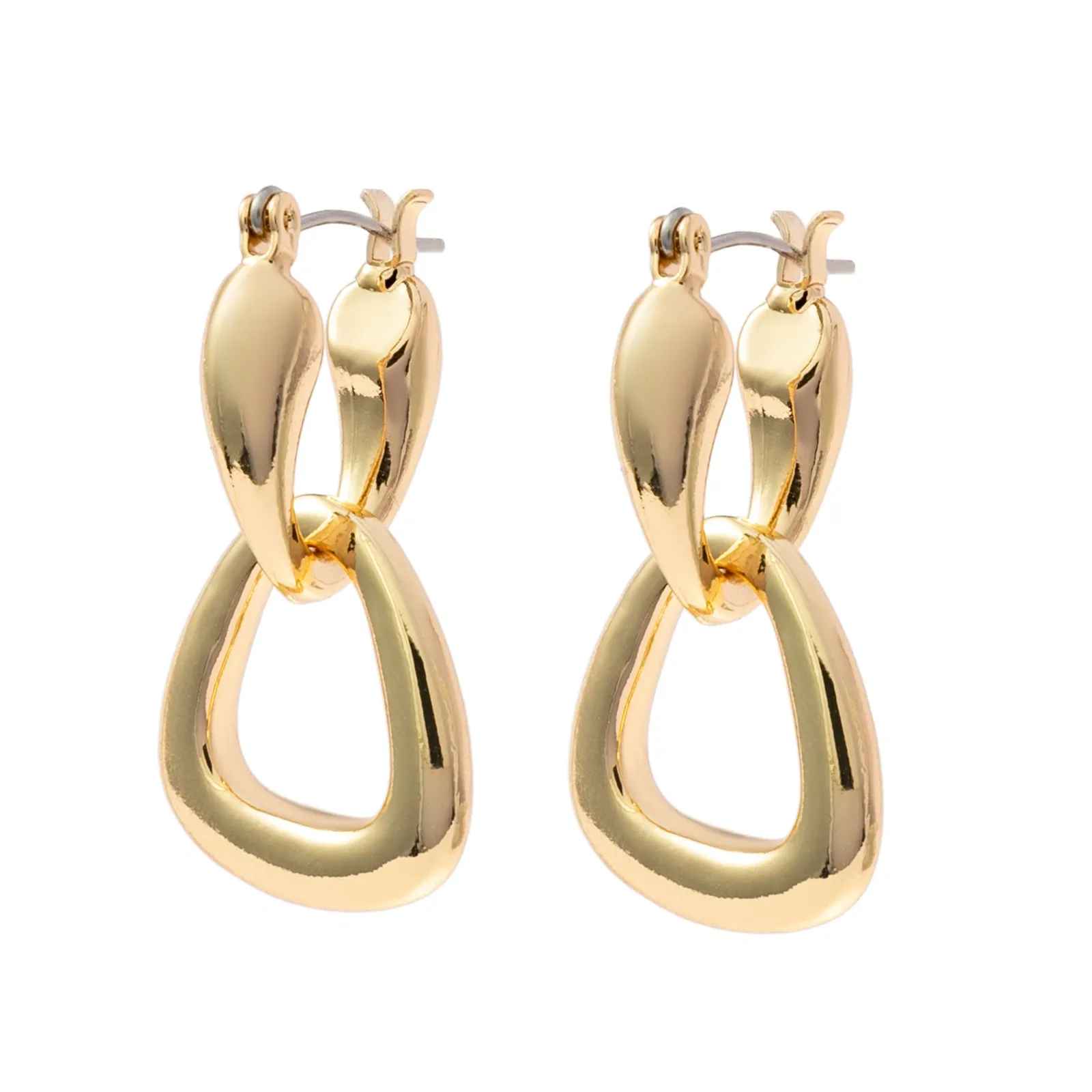 Guldfärgade örhängen, triangulära hoops 1,5x3 cm