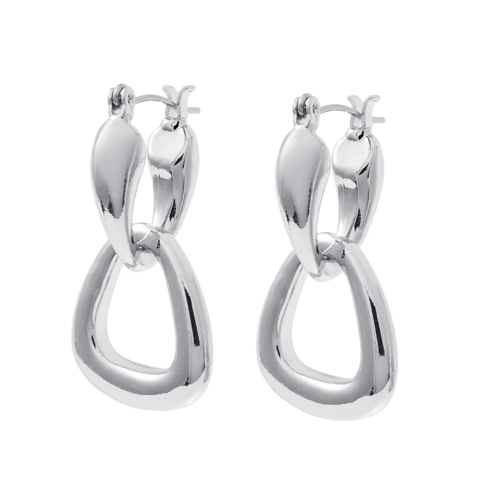 Silverfärgade örhängen, triangulära hoops 1,5x3 cm
