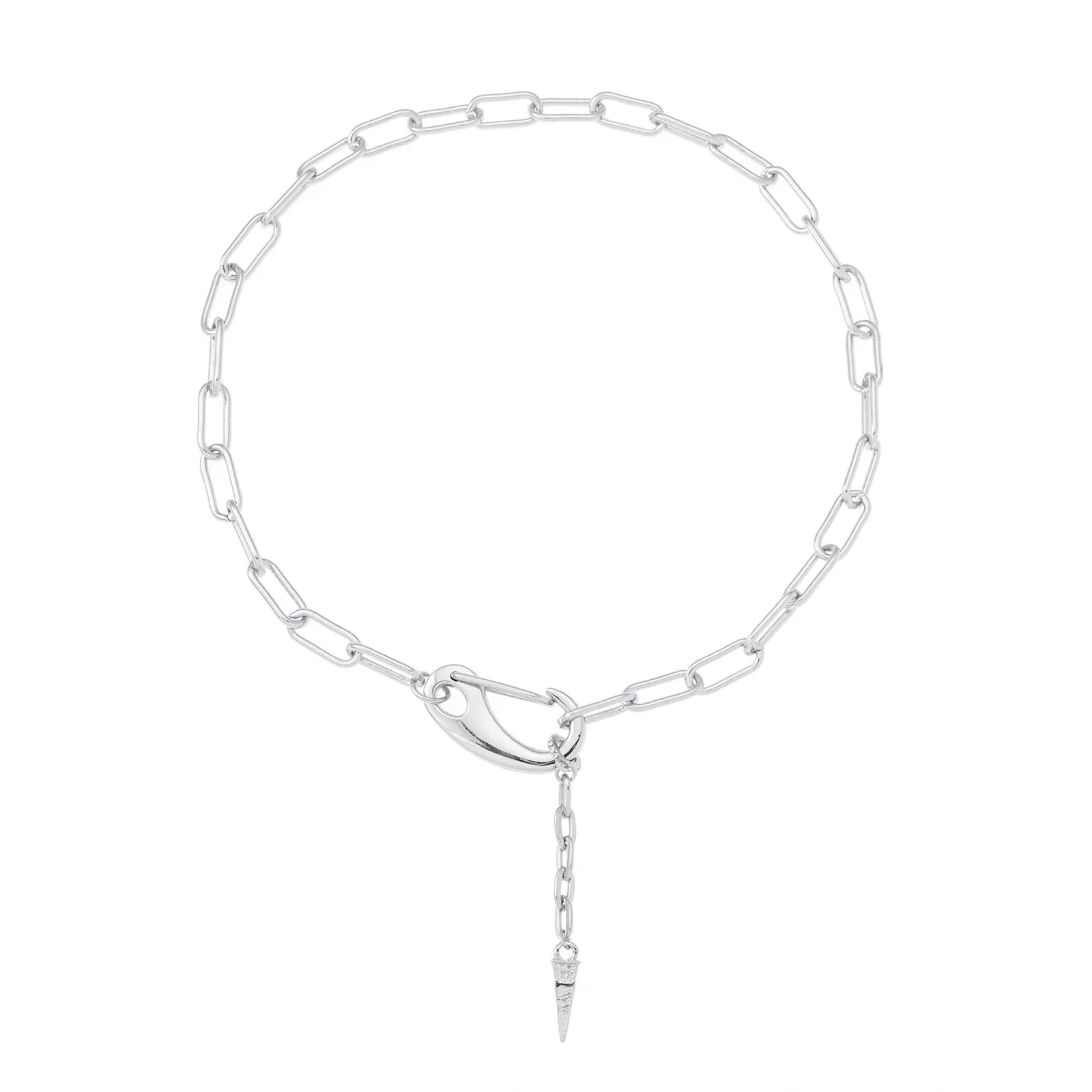 Silverfärgat halsband, karbinlås och nit 42 cm