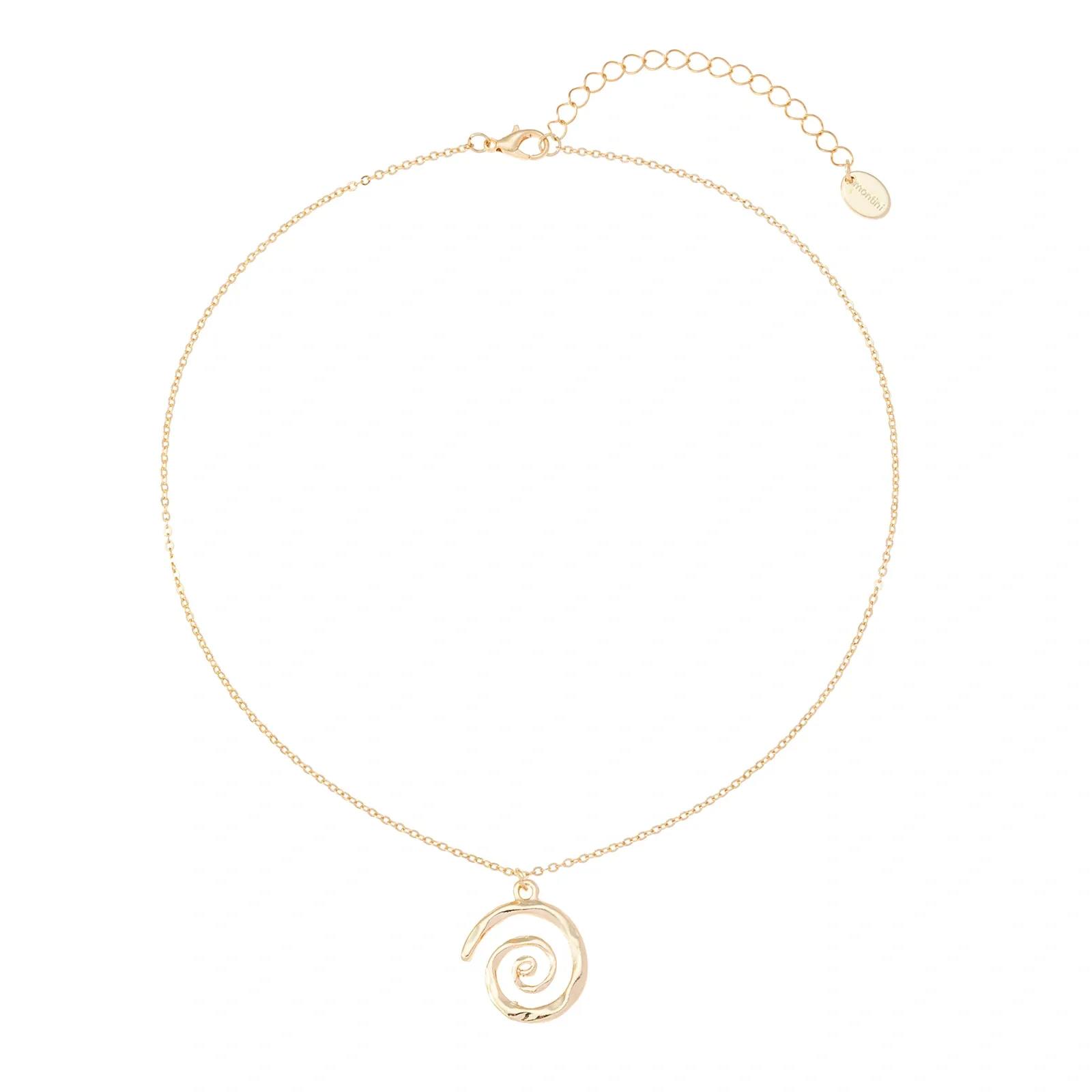 Guldfärgat halsband, spiralhänge 42+7 cm