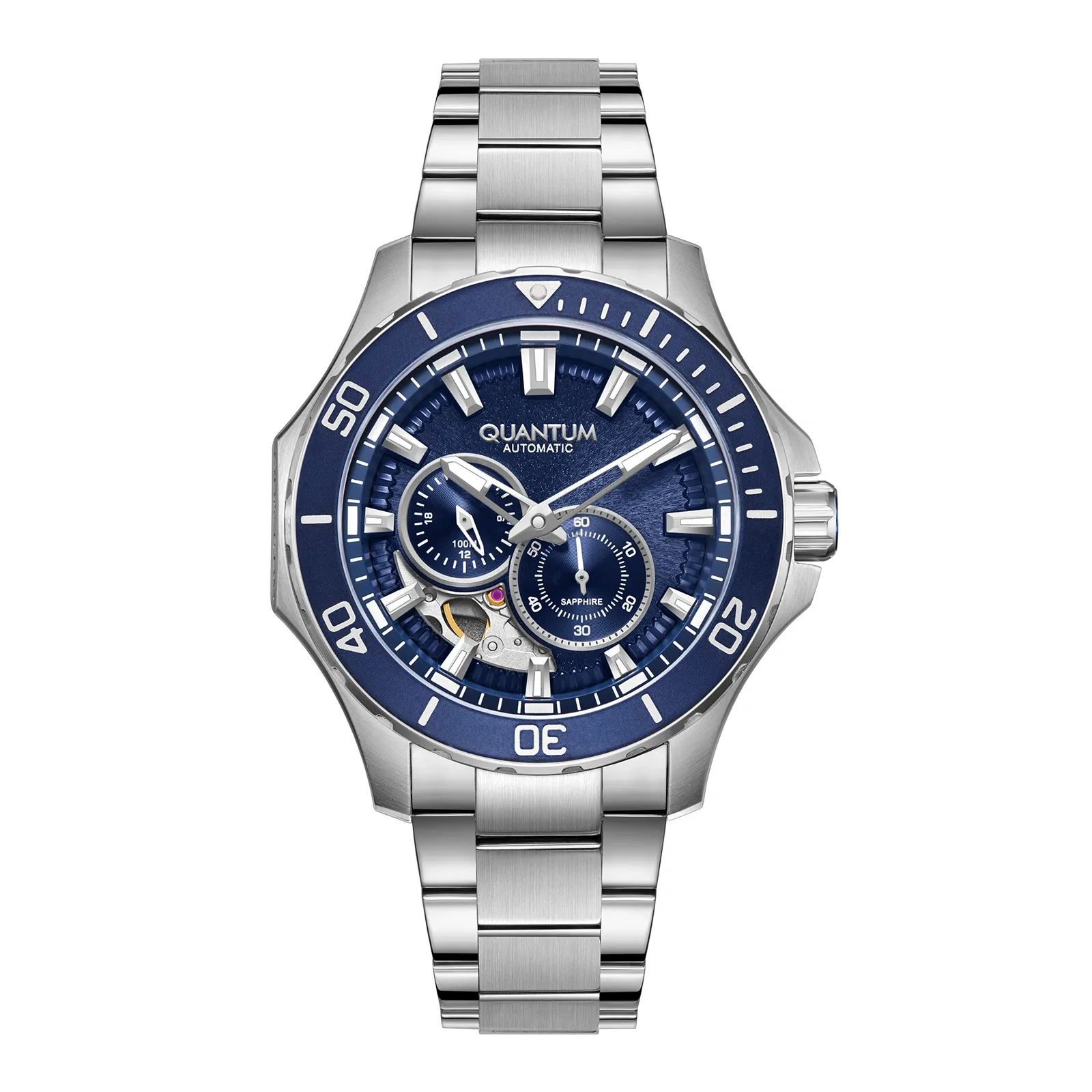 Automatic herr blå/stål, metallband QMG1188.390