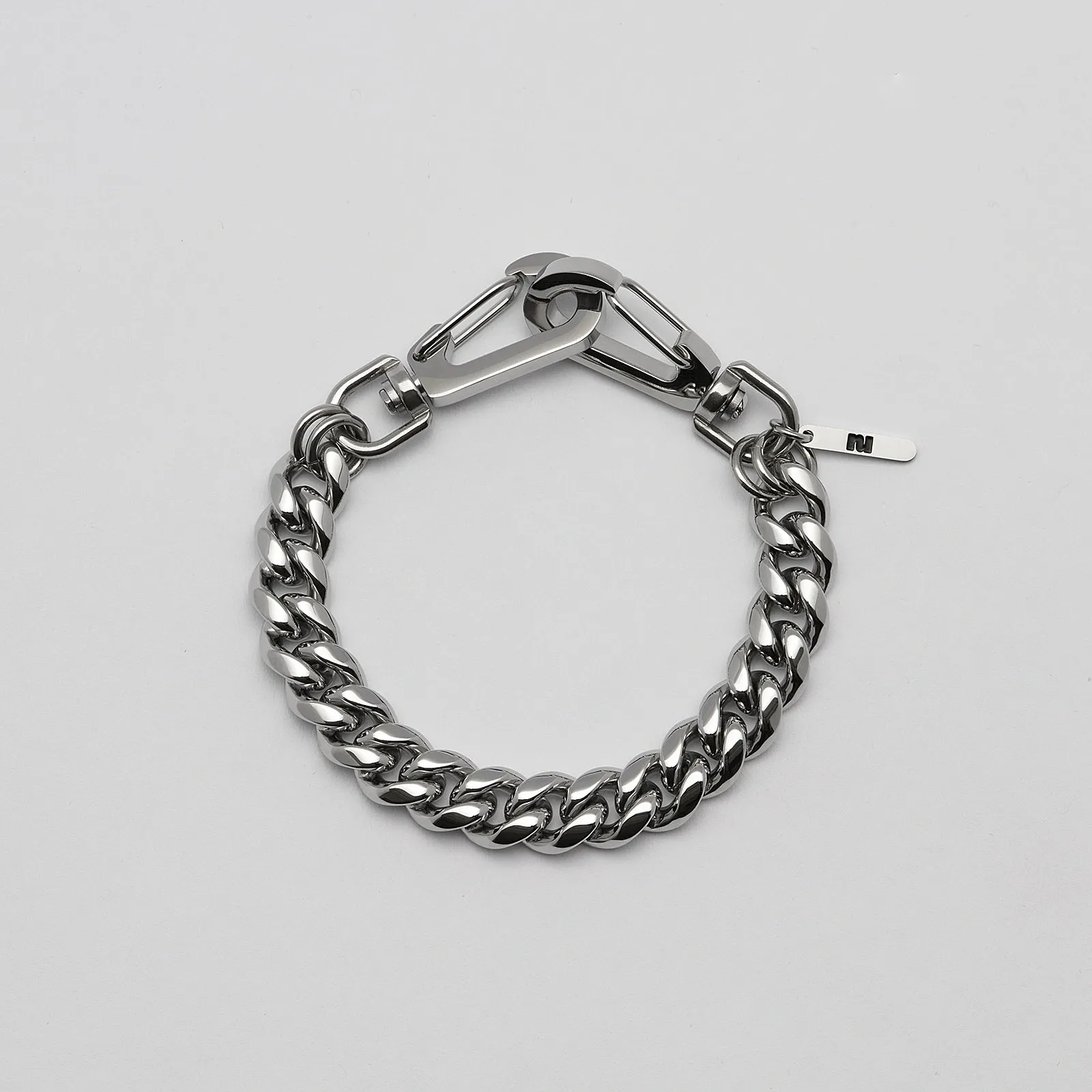 Armband i stål, pansarlänk med karbinhake 10 mm