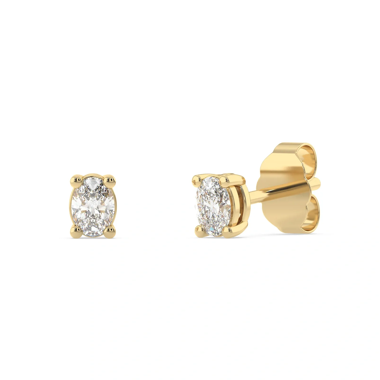 9K Guldörhängen studs, oval Cz - 4,5x3,25 mm