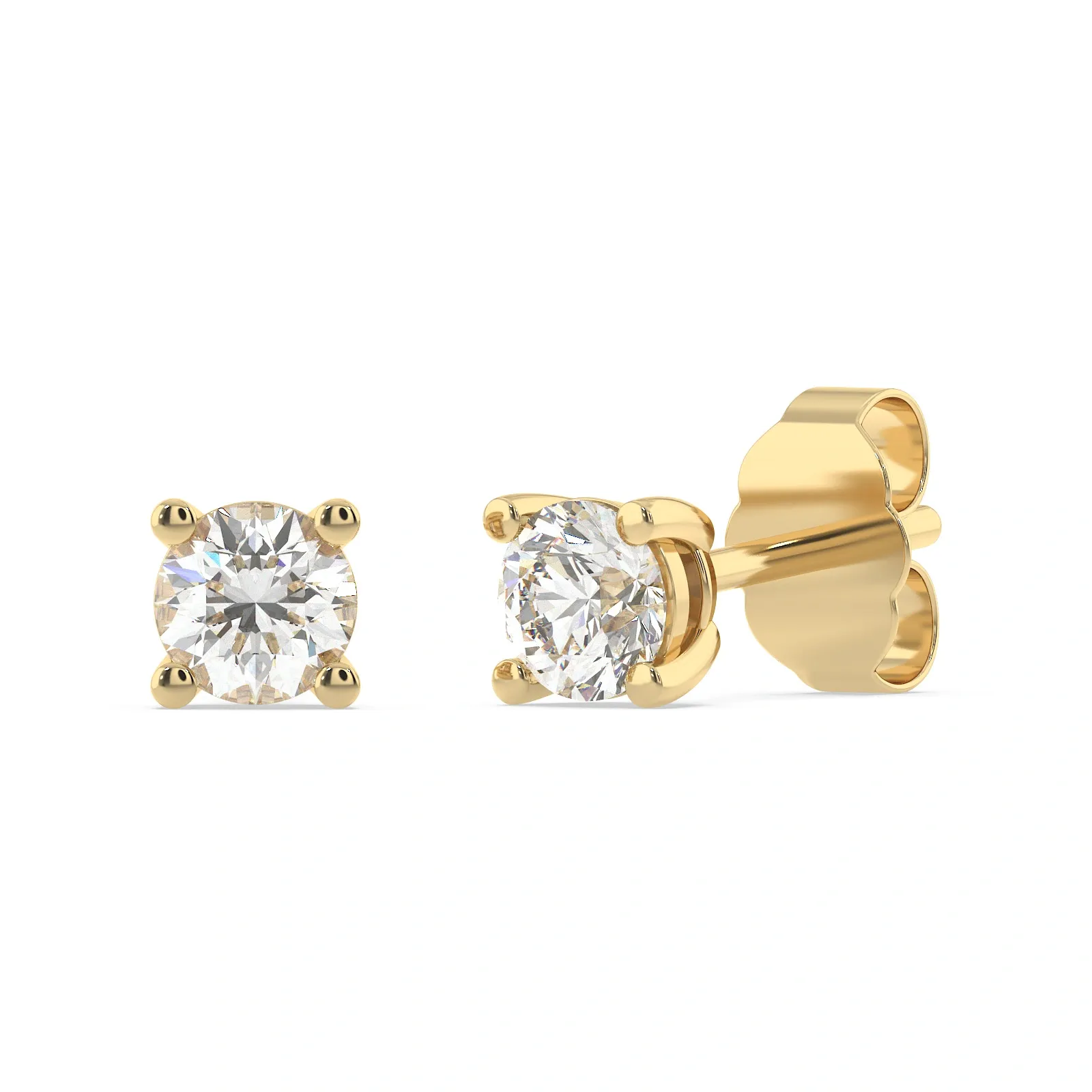 9K Guldörhängen studs, rund Cz - 4 mm