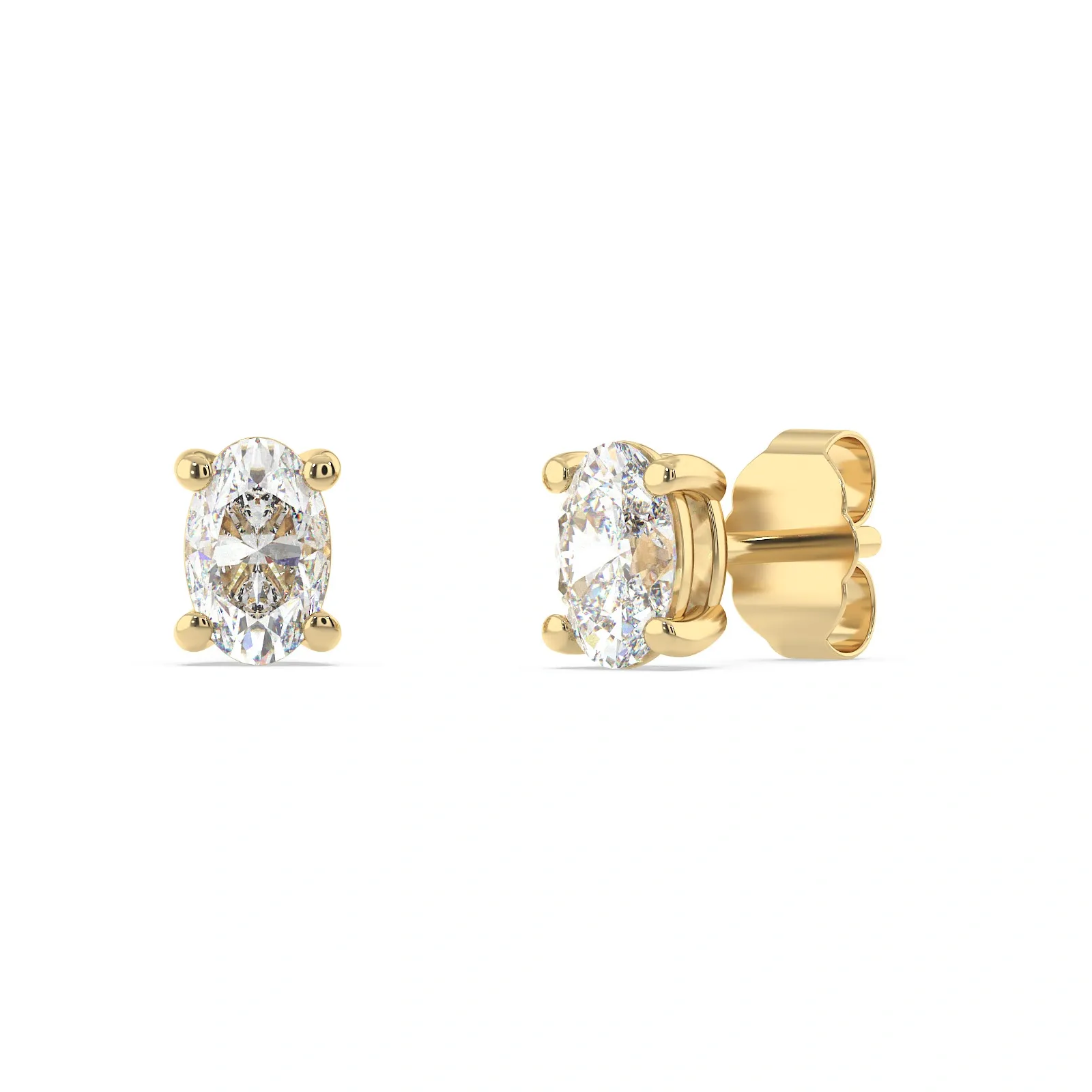 9K Guldörhängen studs, oval Cz - 5,9x4,4 mm