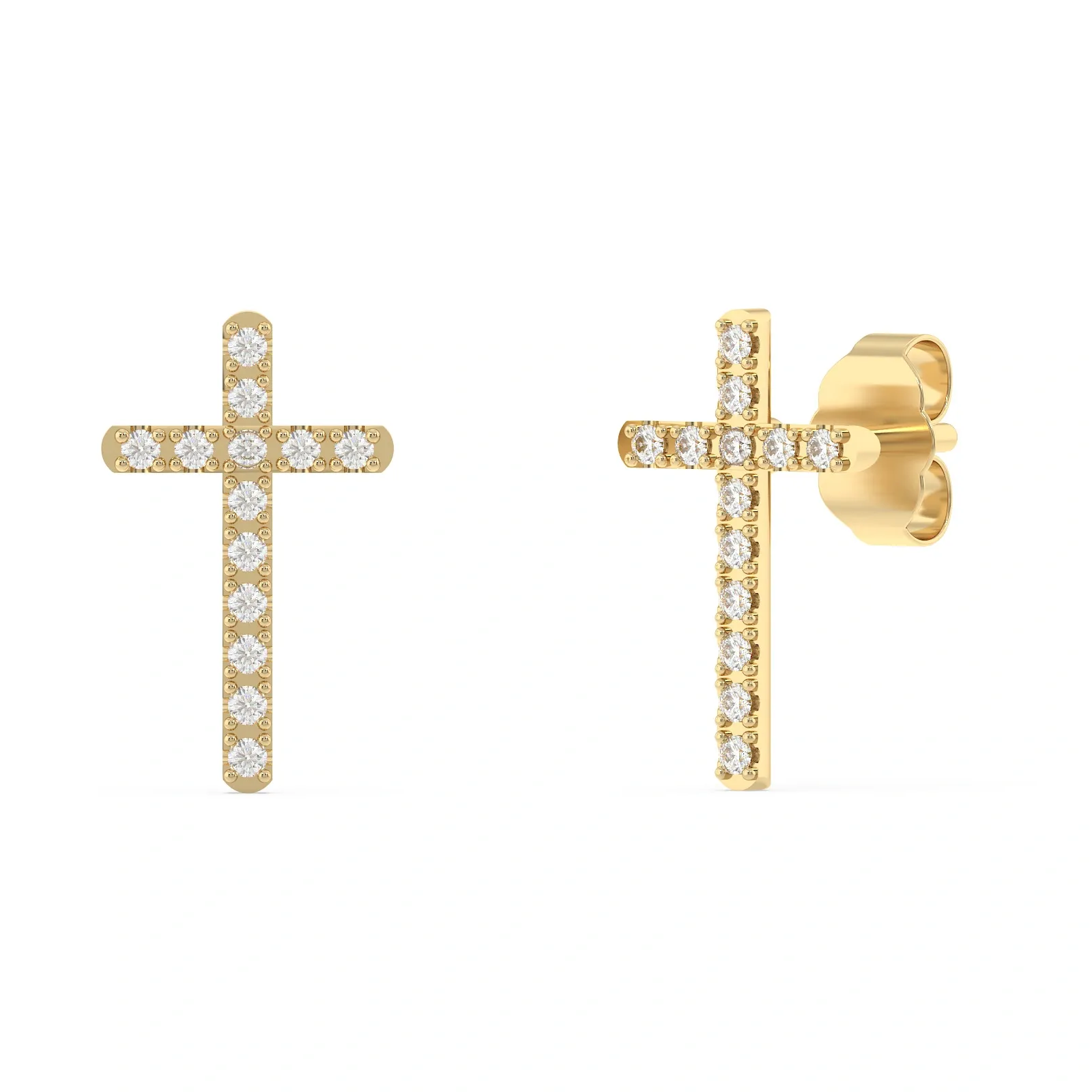9K Guldörhängen studs, kors Cz - 12 mm