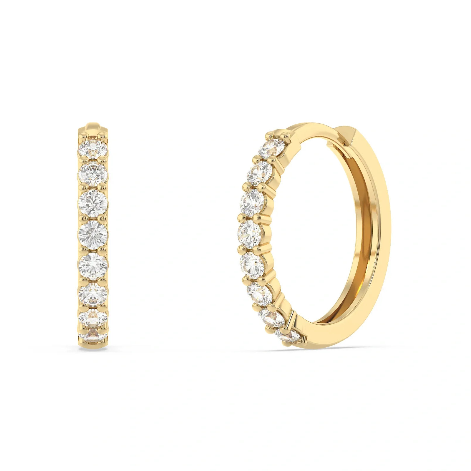 9K Guldörhängen creoler, cubic zirkonia - 12 mm