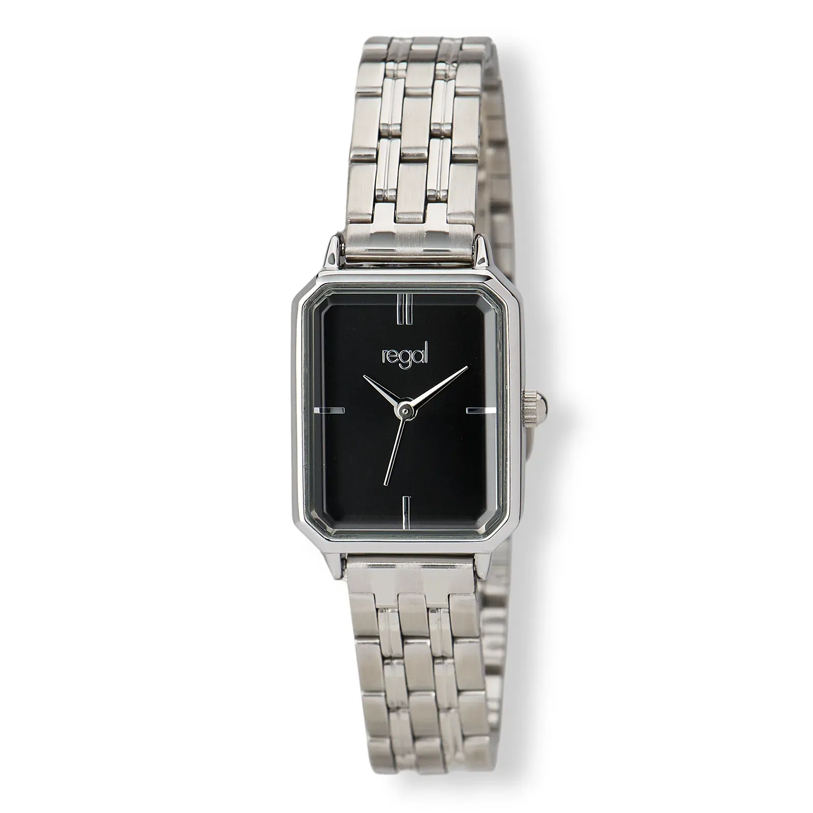 rektangulär dam svart/silver, metallband R89914-232